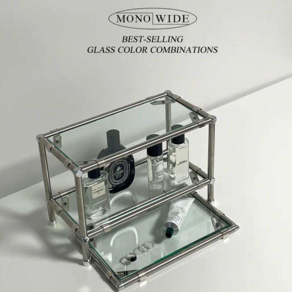 ガラストレイ付きモジュール シェルフ | modular mini shelf