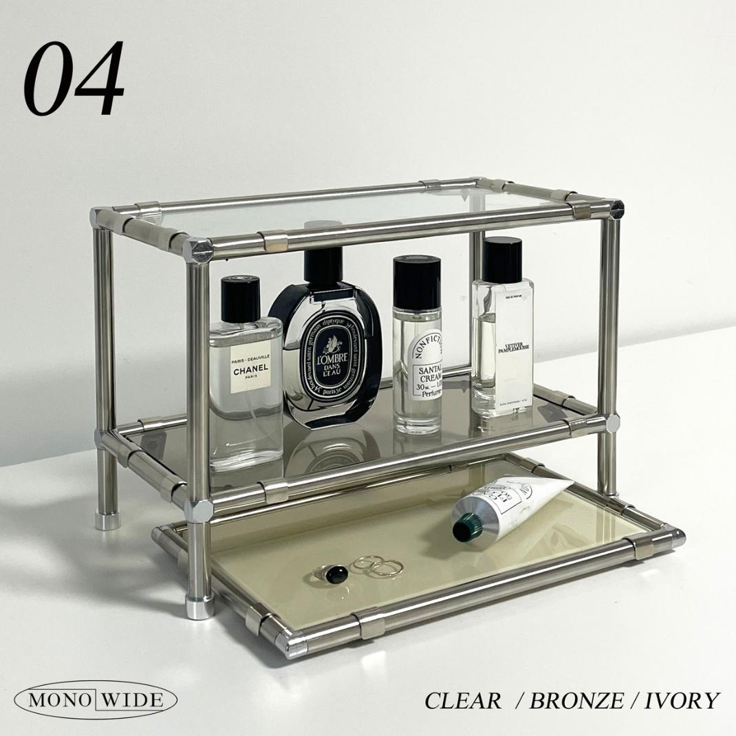ガラストレイ付きモジュール シェルフ | modular mini shelf