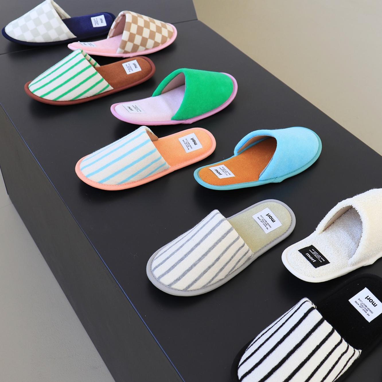 color striped room slippers | morl