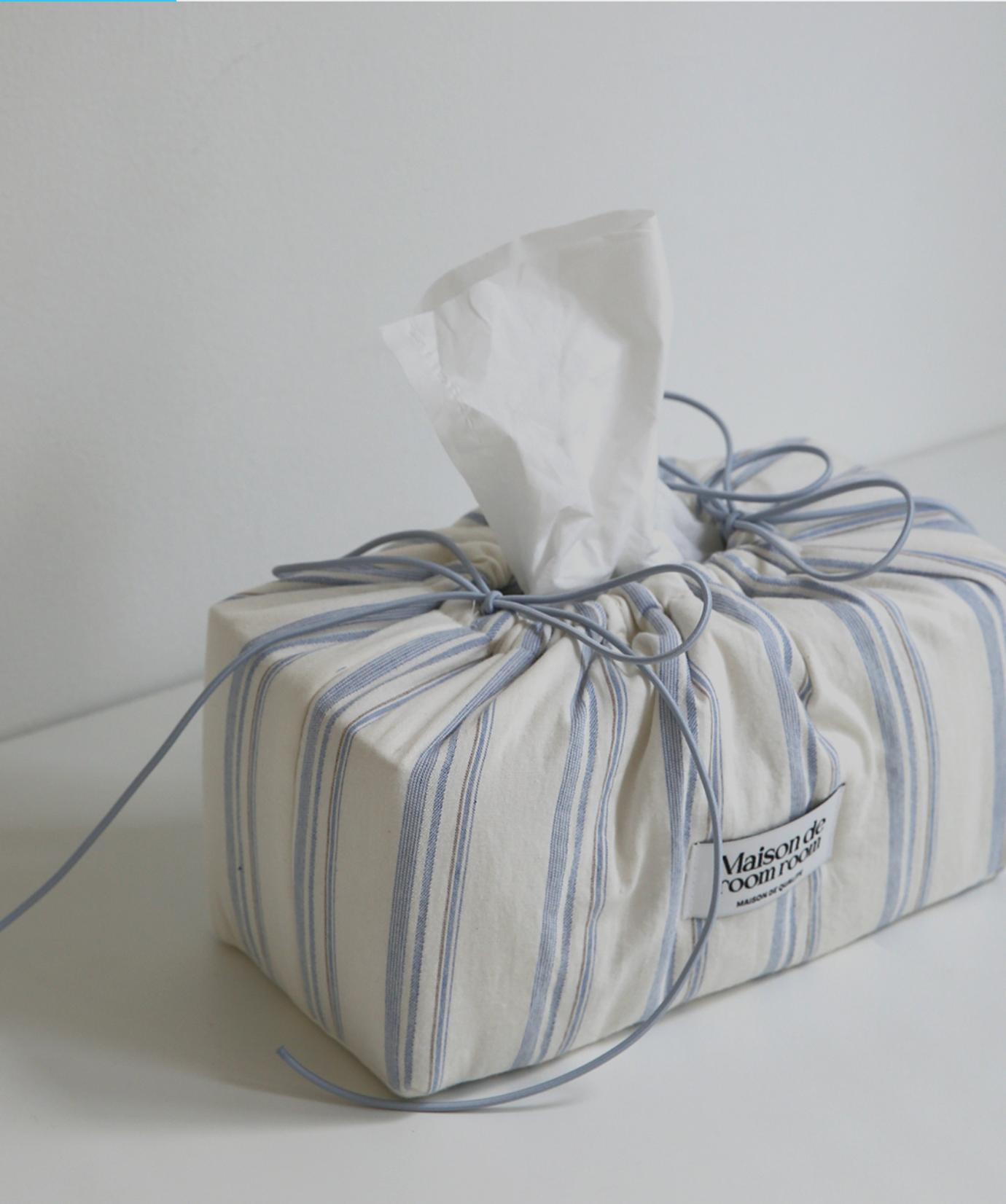 ストライプ リボンティッシュケース | tissue case
